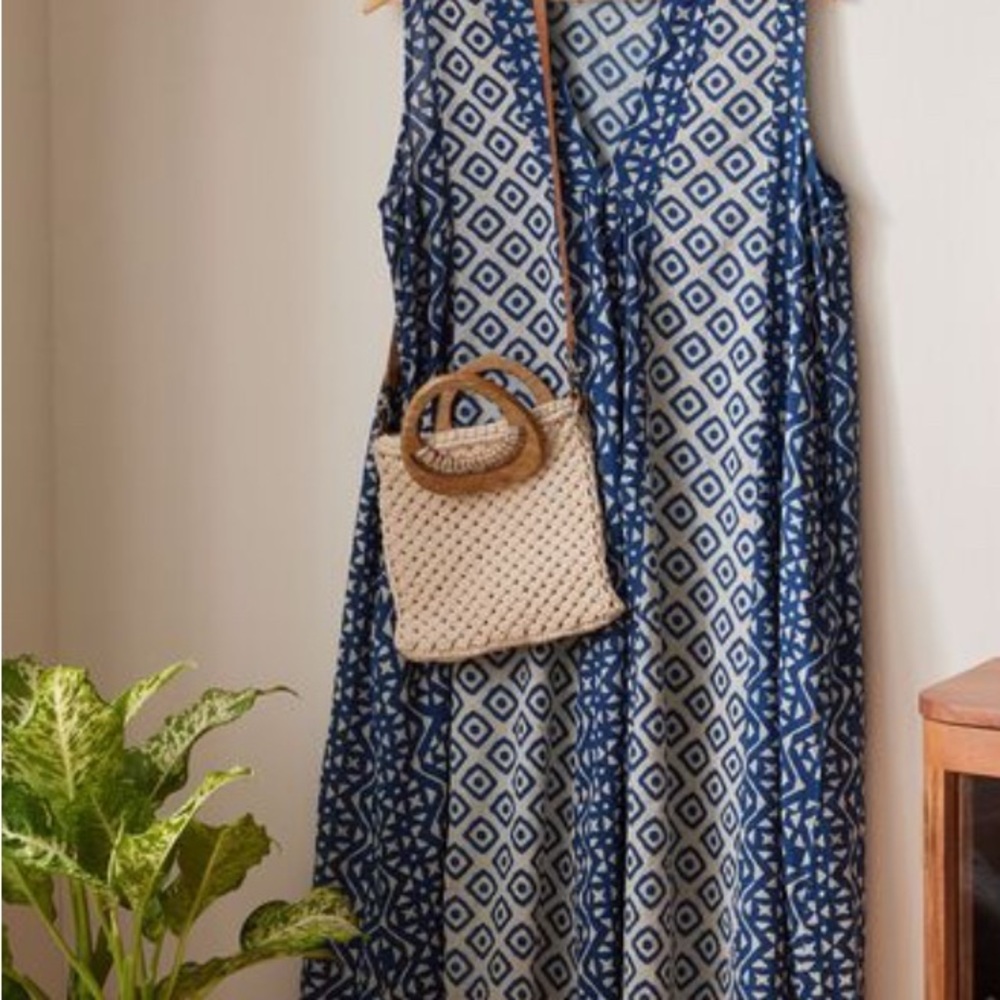 ISO World Market Blue Geometric Patterned Dress